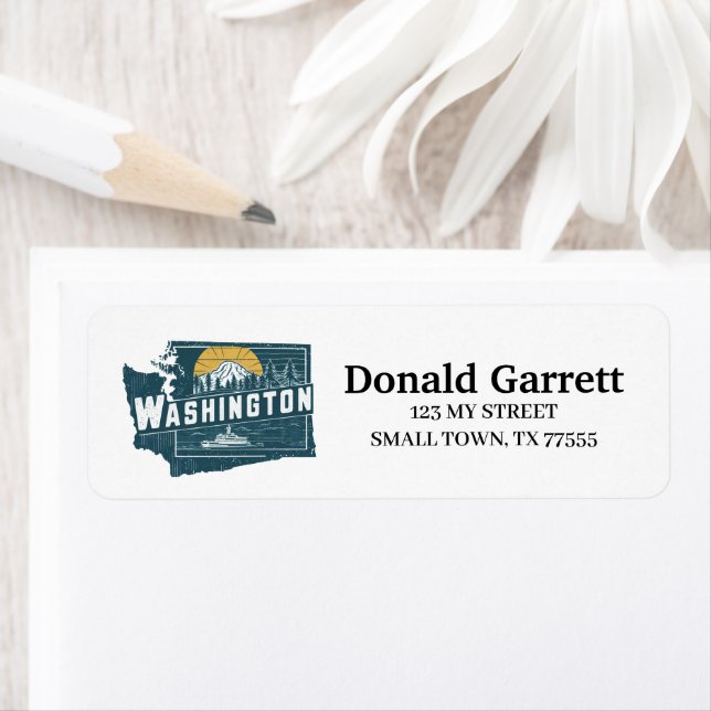 Home State Washington Retro Colour Address (Insitu)