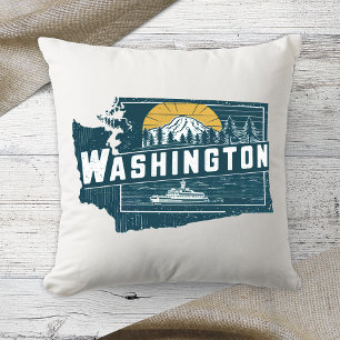 Home State Washington Retro Colour Throw Pillow