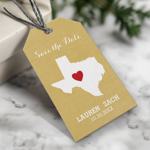 Home State Wedding Save the Date Texas Gift Tags