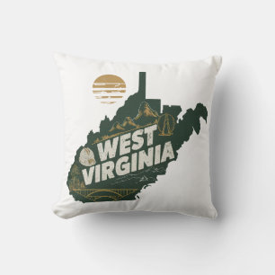 Home State West Virginia Retro Colour Throw Pillow