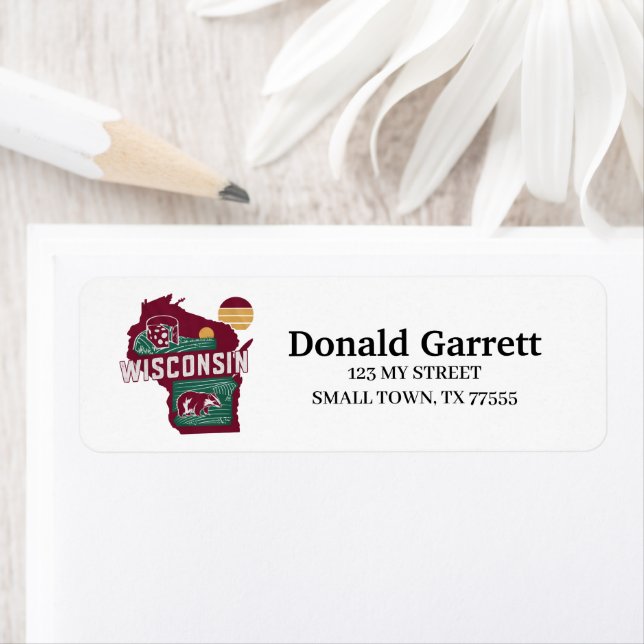 Home State Wisconsin Retro Colour Address (Insitu)