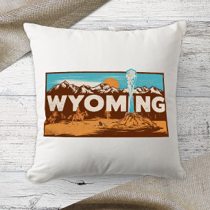 Home State Wyoming Retro Colour Throw Pillow