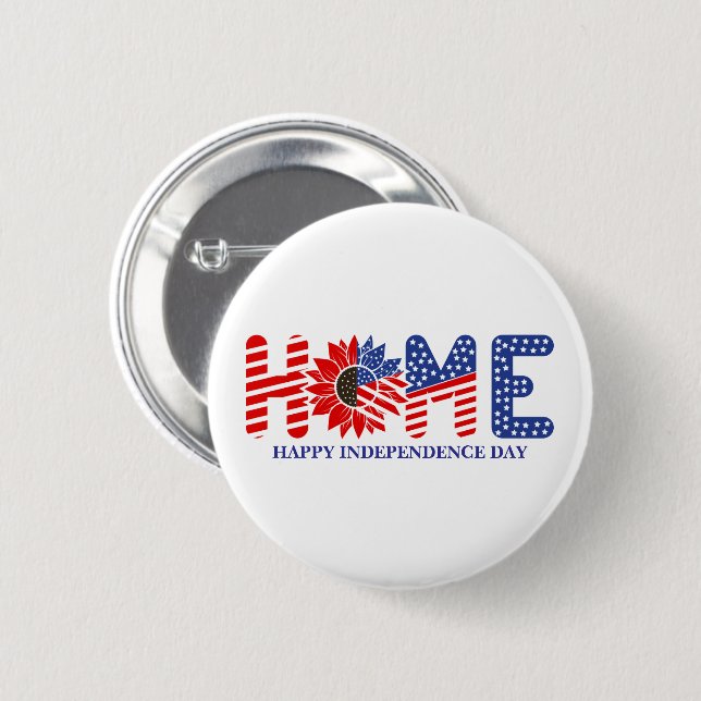Home Sunflower Flag Patriotic Custom  2 Inch Round Button (Front & Back)