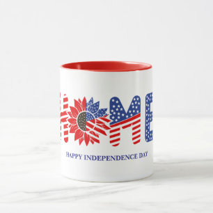 Home Sunflower Flag Patriotic Custom Mug