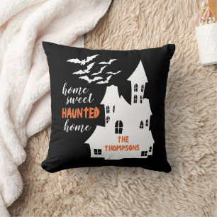 Home Sweet Haunted Home Halloween Name Throw Pillow