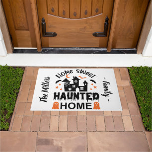 Home Sweet HAUNTED Home Halloween personalized Doormat