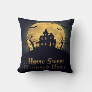 Home Sweet Haunted Home Halloween Throw Pillow