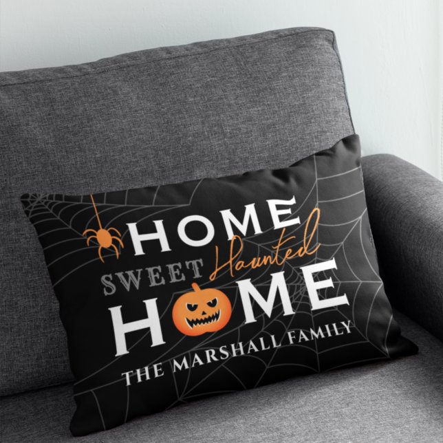Home Sweet Haunted Home Personalized Halloween Accent Pillow (Creator Uploaded)
