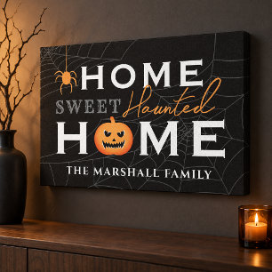 Home Sweet Haunted Home Personalized Halloween Canvas Print