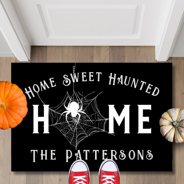 Home Sweet Haunted Home Spooky Spiderweb Halloween Doormat (Creator Uploaded)