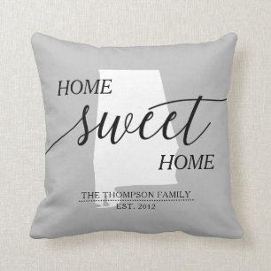 Home Sweet Home AL State Family Name Throw Pillow