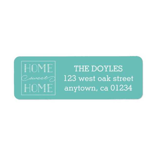 Home Sweet Home Aqua | Étiquettes d'adresse de ret (Devant)