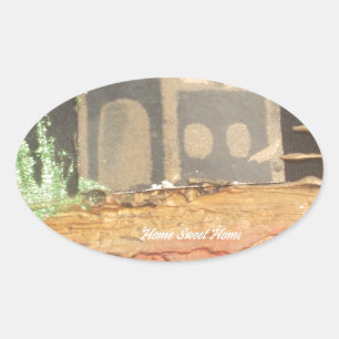 Home Sweet Home Art Print Oval Sticker