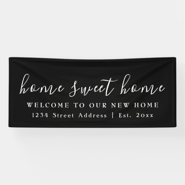 Home Sweet Home | Black & White Housewarming Party Banner (Horizontal)