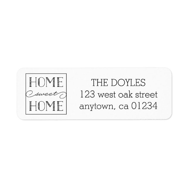 Home Sweet Home Blanc | Étiquettes d'adresse de re (Devant)