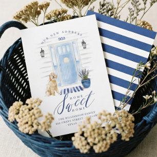 Home Sweet Home Blue Coastal Watercolor Front Door Announcement
