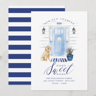 Home Sweet Home Blue Coastal Watercolor Front Door Announcement