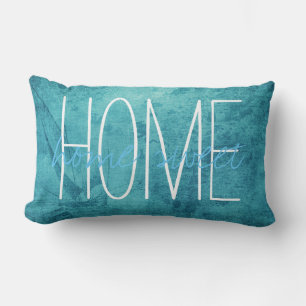 Home Sweet Home Blue Vintage Seaside Theme Lumbar Pillow