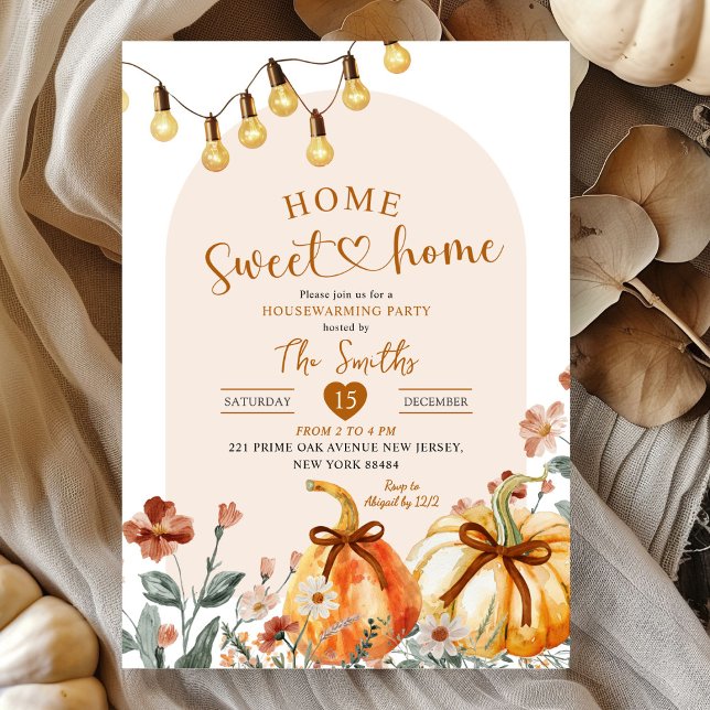 Home Sweet Home Boho Pumpkin Housewarming Party Invitation (Creator Uploaded)