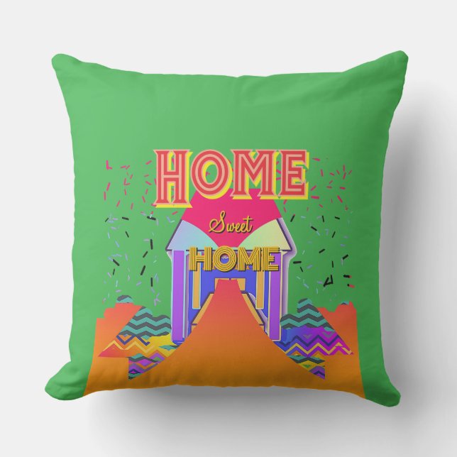 Home Sweet Home Bright Green   Outdoor Pillow (Front)