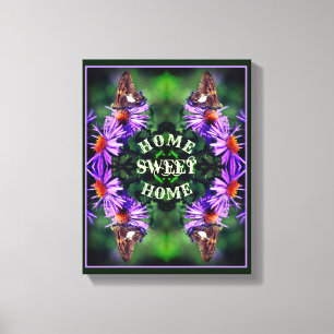 Home Sweet Home Butterfly Flower Abstract Canvas Print