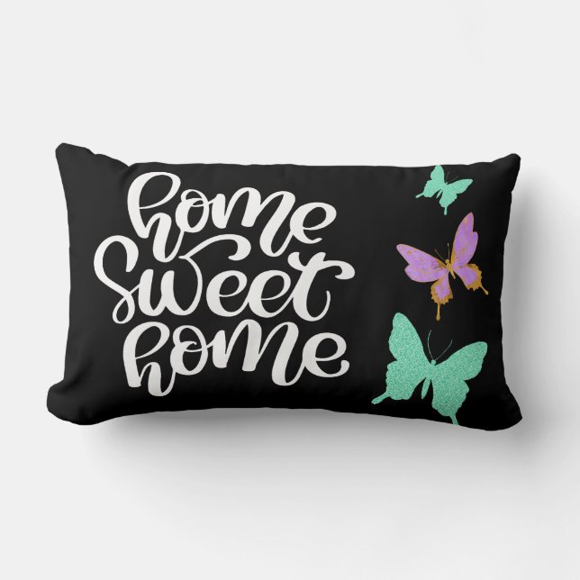 Home Sweet Home Butterfly Lumbar Pillow (Front)