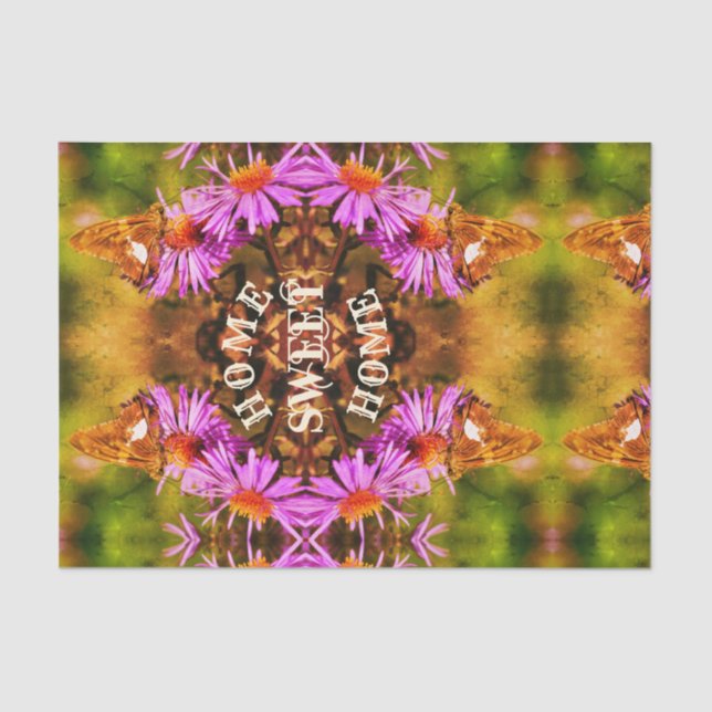 Home Sweet Home Butterfly Vintage Decoupage  Tissue Paper (Front)