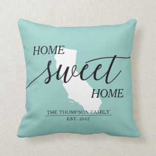 Home Sweet Home CA State Family Name Throw Pillow