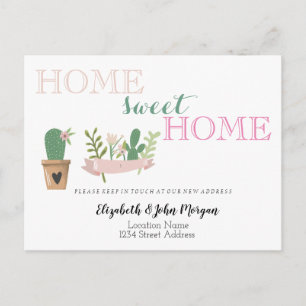 Home Sweet Home,Cactus Flower Announceme Announcement Postcard