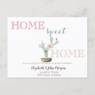 Home Sweet Home,Cactus Flower Announcement Postcard