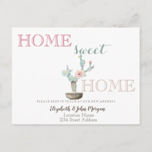Home Sweet Home,Cactus Flower  Announcement Postcard