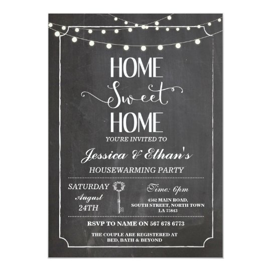 Home Sweet Home Chalk Housewarming Invitation