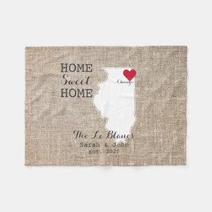 Home Sweet Home   Chicago Illinois Rustic Fleece Blanket