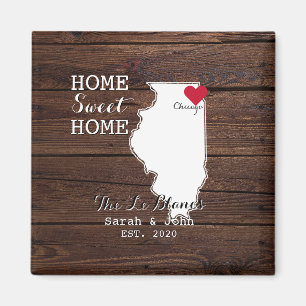 Home Sweet Home Chicago Illinois Rustic Wood Magnet