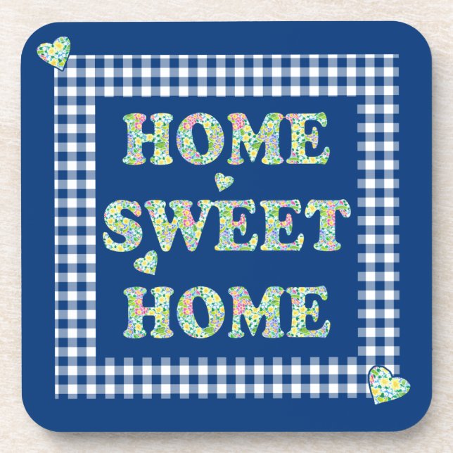 Home Sweet Home Coasters Blue Mix'n'Match Patterns (Front)