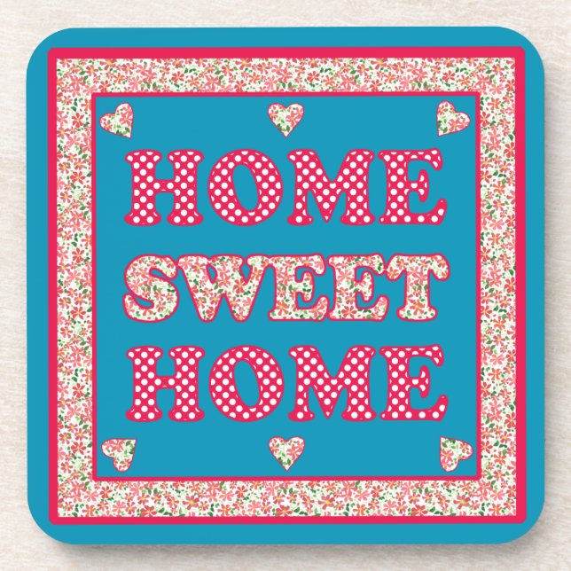 Home Sweet Home Coasters, Red and Blue Mix'n'Match Coaster (Front)