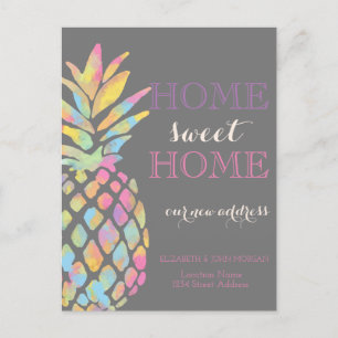 Home Sweet Home,Colourful Pineapple  New Address Announcement Postcard