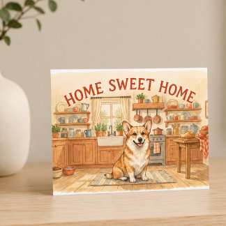 Home Sweet Home Corgi Cozy Kitchen Postcard