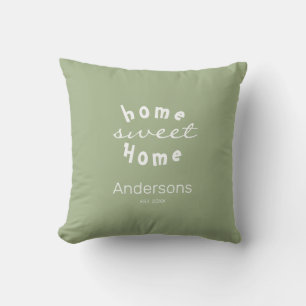 home sweet home cottage sage  throw pillow