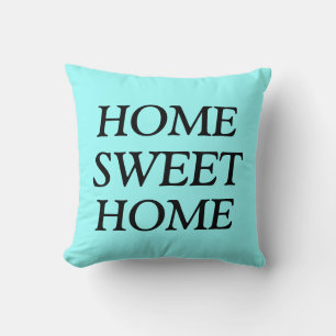 Home Sweet Home, Cotton Throw Pillow, Light blue Pillow