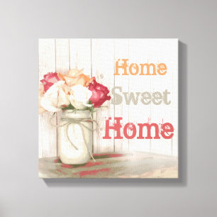 Home Sweet Home Country Mason Jar Wrapped Canvas