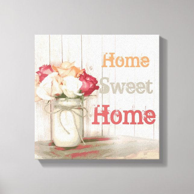 Home Sweet Home Country Mason Jar Wrapped Canvas (Front)