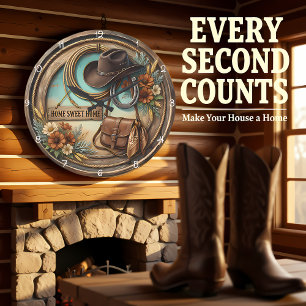 Home Sweet Home Cowboy Hat Large Clock