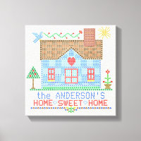 Home Sweet Home Cross Stitch House Personalized