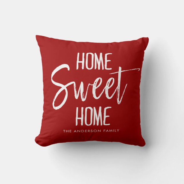 Home Sweet Home | Custom Family Name Throw Pillow (Front)