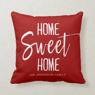 Home Sweet Home   Custom Family Name Throw Pillow