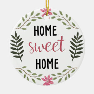 Home Sweet Home Custom Name Botanical Realtor Ceramic Ornament