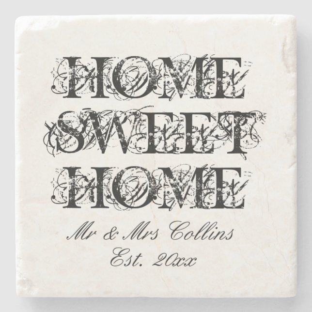 Home Sweet Home custom stone coaster for family (Front)