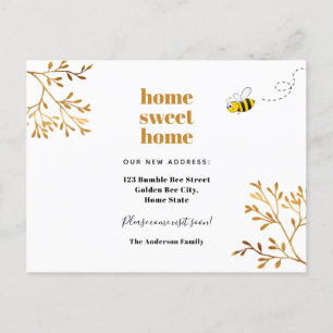Home sweet home cute bumble bee moving announcement postcard
