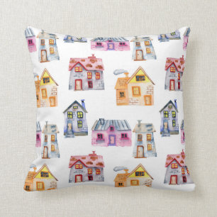 Home sweet home Cute houses Throw Pillow